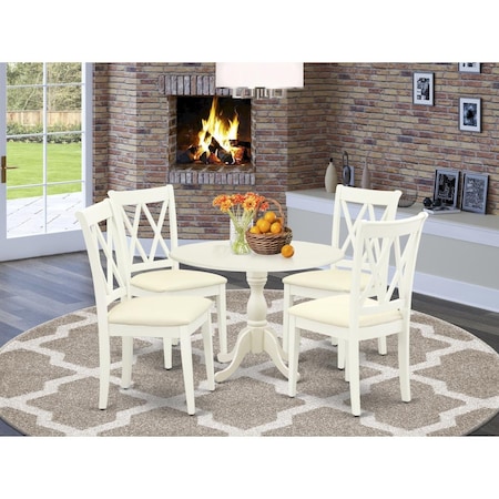 East West Furniture 5 Piece Dublin Dinning Room Table Set - Linen White DMCL5-LWH-C